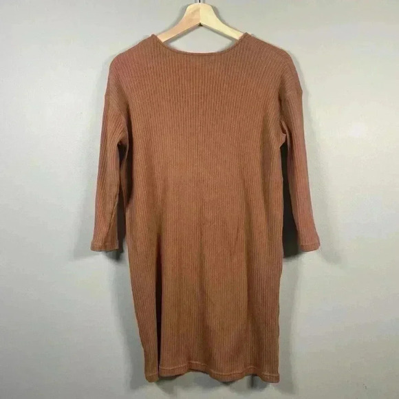 FREE PEOPLE Beach Phoenix Ribbed Mini Dress Size S Small Brown Coverup Vacation - Picture 8 of 10